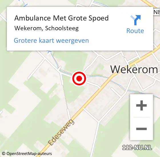 Locatie op kaart van de 112 melding: Ambulance Met Grote Spoed Naar Wekerom, Schoolsteeg op 15 februari 2018 00:49
