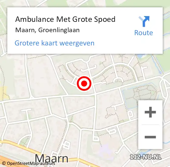 Locatie op kaart van de 112 melding: Ambulance Met Grote Spoed Naar Maarn, Groenlinglaan op 15 februari 2018 00:59