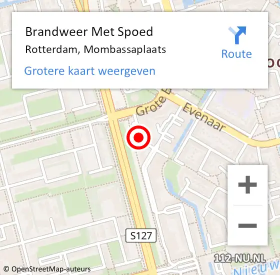 Locatie op kaart van de 112 melding: Brandweer Met Spoed Naar Rotterdam, Mombassaplaats op 15 februari 2018 01:09