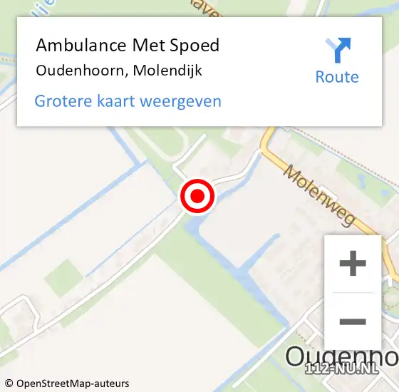 Locatie op kaart van de 112 melding: Ambulance Met Spoed Naar Oudenhoorn, Molendijk op 15 februari 2018 01:30