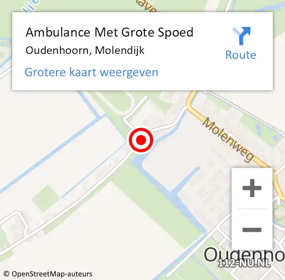Locatie op kaart van de 112 melding: Ambulance Met Grote Spoed Naar Oudenhoorn, Molendijk op 15 februari 2018 01:38