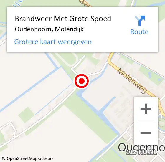 Locatie op kaart van de 112 melding: Brandweer Met Grote Spoed Naar Oudenhoorn, Molendijk op 15 februari 2018 01:42