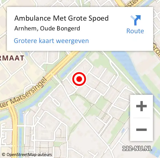 Locatie op kaart van de 112 melding: Ambulance Met Grote Spoed Naar Arnhem, Oude Bongerd op 15 februari 2018 04:04