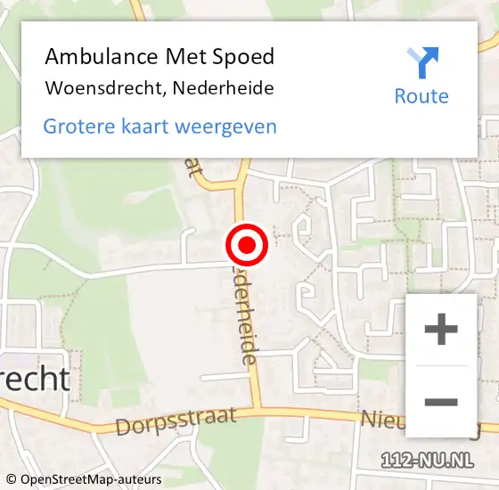 Locatie op kaart van de 112 melding: Ambulance Met Spoed Naar Woensdrecht, Nederheide op 15 februari 2018 04:04