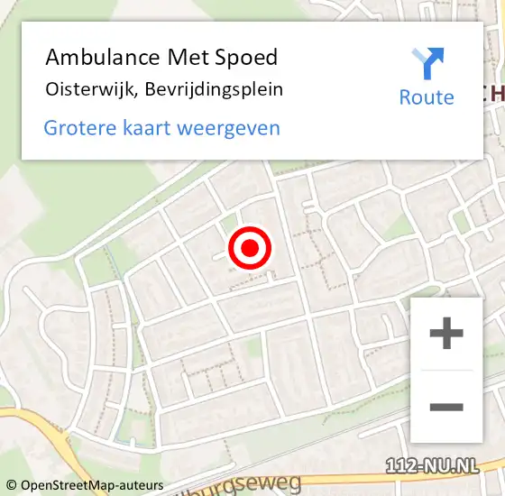 Locatie op kaart van de 112 melding: Ambulance Met Spoed Naar Oisterwijk, Bevrijdingsplein op 15 februari 2018 07:19