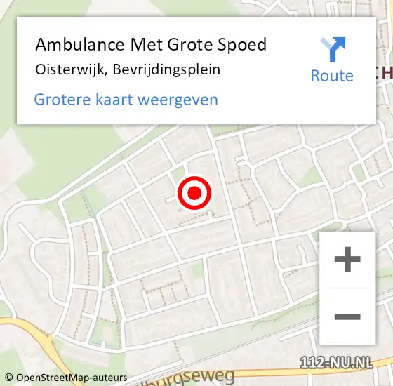 Locatie op kaart van de 112 melding: Ambulance Met Grote Spoed Naar Oisterwijk, Bevrijdingsplein op 15 februari 2018 07:20