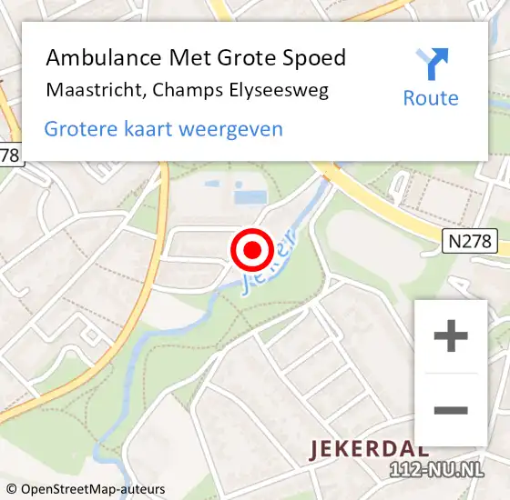 Locatie op kaart van de 112 melding: Ambulance Met Grote Spoed Naar Maastricht, Champs Elyseesweg op 16 februari 2014 10:21