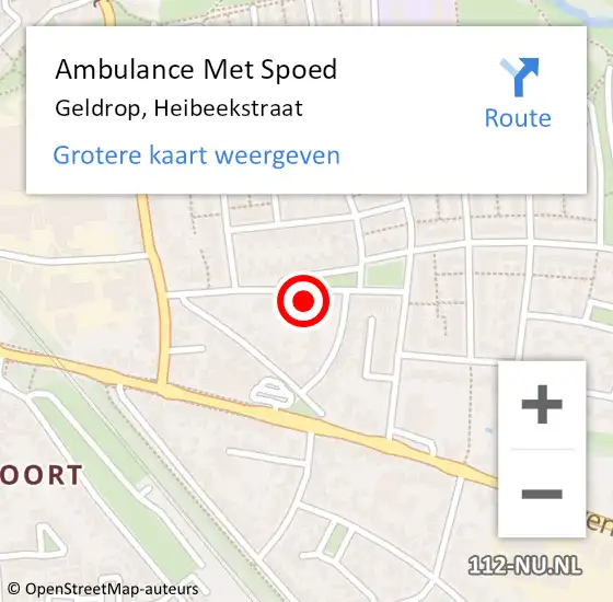 Locatie op kaart van de 112 melding: Ambulance Met Spoed Naar Geldrop, Heibeekstraat op 15 februari 2018 07:42