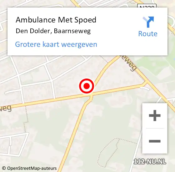 Locatie op kaart van de 112 melding: Ambulance Met Spoed Naar Den Dolder, Baarnseweg op 15 februari 2018 08:11