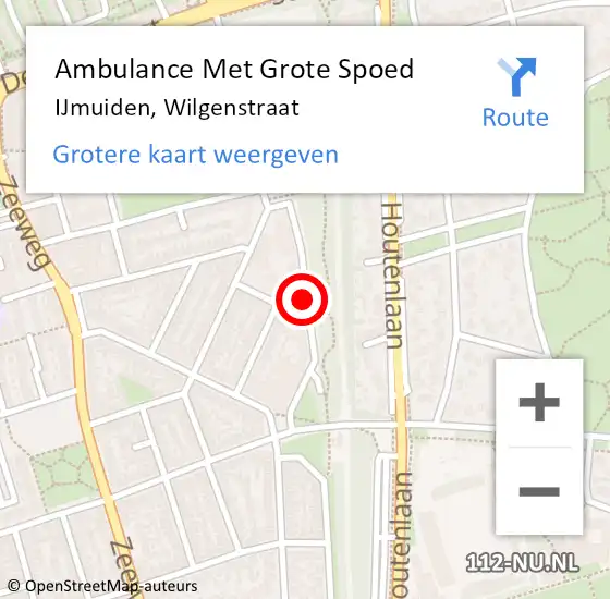 Locatie op kaart van de 112 melding: Ambulance Met Grote Spoed Naar IJmuiden, Wilgenstraat op 15 februari 2018 08:11