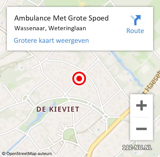 Locatie op kaart van de 112 melding: Ambulance Met Grote Spoed Naar Wassenaar, Weteringlaan op 15 februari 2018 09:16