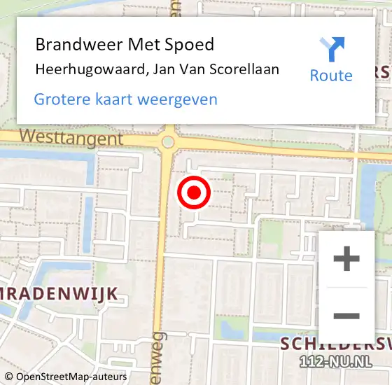 Locatie op kaart van de 112 melding: Brandweer Met Spoed Naar Heerhugowaard, Jan Van Scorellaan op 15 februari 2018 09:54