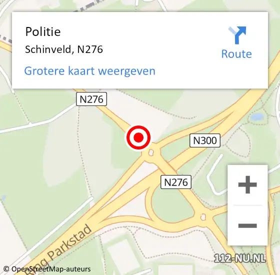 Locatie op kaart van de 112 melding: Politie Schinveld, N276 op 15 februari 2018 09:55