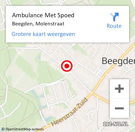 Locatie op kaart van de 112 melding: Ambulance Met Spoed Naar Beegden, Molenstraat op 15 februari 2018 11:39