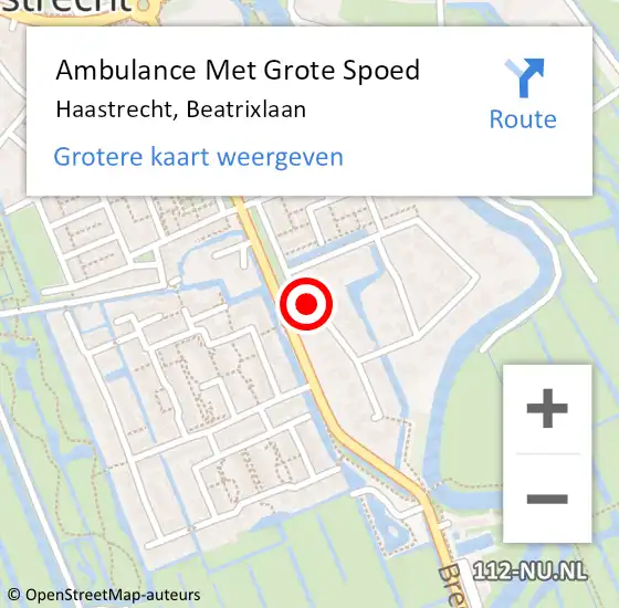 Locatie op kaart van de 112 melding: Ambulance Met Grote Spoed Naar Haastrecht, Beatrixlaan op 15 februari 2018 12:18