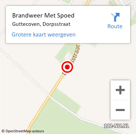 Locatie op kaart van de 112 melding: Brandweer Met Spoed Naar Guttecoven, Dorpsstraat op 15 februari 2018 12:27