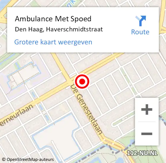 Locatie op kaart van de 112 melding: Ambulance Met Spoed Naar Den Haag, Haverschmidtstraat op 15 februari 2018 12:40