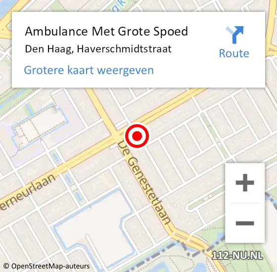 Locatie op kaart van de 112 melding: Ambulance Met Grote Spoed Naar Den Haag, Haverschmidtstraat op 15 februari 2018 12:42