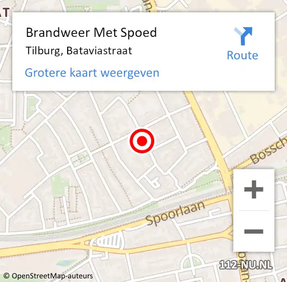 Locatie op kaart van de 112 melding: Brandweer Met Spoed Naar Tilburg, Bataviastraat op 15 februari 2018 14:06