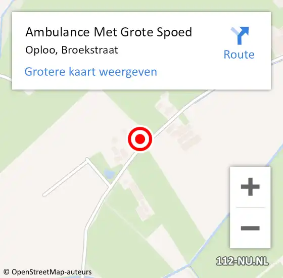 Locatie op kaart van de 112 melding: Ambulance Met Grote Spoed Naar Oploo, Broekstraat op 15 februari 2018 14:08