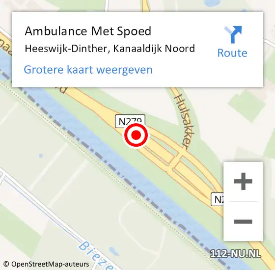 Locatie op kaart van de 112 melding: Ambulance Met Spoed Naar Heeswijk-Dinther, Kanaaldijk Noord op 15 februari 2018 14:19