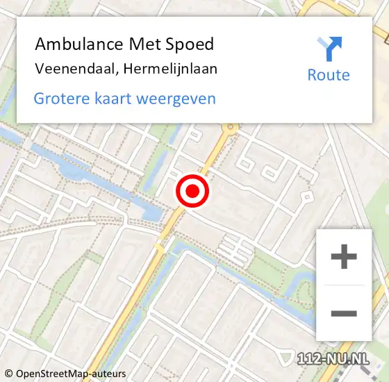 Locatie op kaart van de 112 melding: Ambulance Met Spoed Naar Veenendaal, Hermelijnlaan op 15 februari 2018 14:40