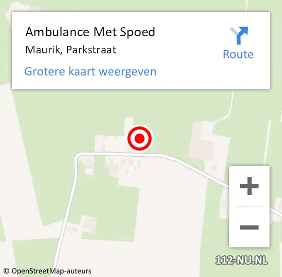 Locatie op kaart van de 112 melding: Ambulance Met Spoed Naar Maurik, Parkstraat op 15 februari 2018 14:44