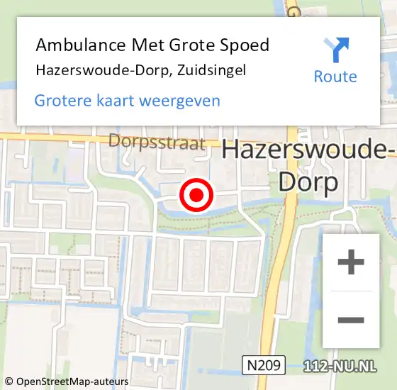 Locatie op kaart van de 112 melding: Ambulance Met Grote Spoed Naar Hazerswoude-Dorp, Zuidsingel op 15 februari 2018 15:18