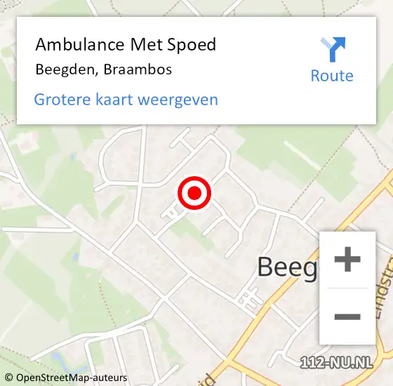 Locatie op kaart van de 112 melding: Ambulance Met Spoed Naar Beegden, Braambos op 15 februari 2018 16:02