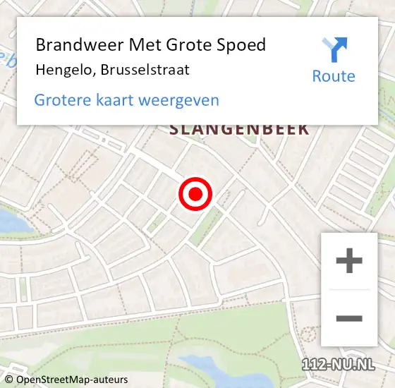 Locatie op kaart van de 112 melding: Brandweer Met Grote Spoed Naar Hengelo, Brusselstraat op 15 februari 2018 16:05