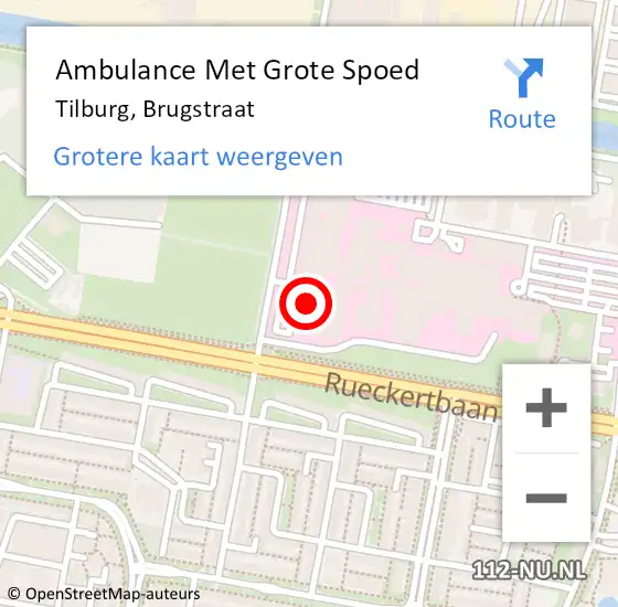Locatie op kaart van de 112 melding: Ambulance Met Grote Spoed Naar Tilburg, Brugstraat op 15 februari 2018 16:42
