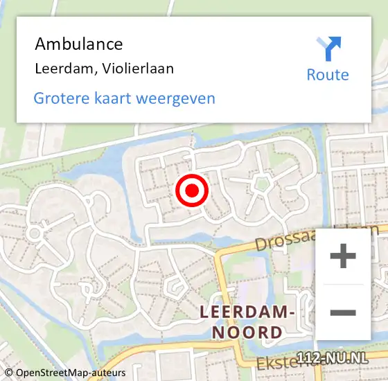 Locatie op kaart van de 112 melding: Ambulance Leerdam, Violierlaan op 15 februari 2018 17:08