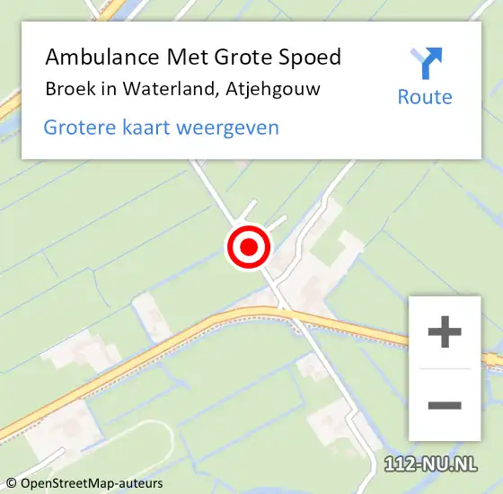 Locatie op kaart van de 112 melding: Ambulance Met Grote Spoed Naar Broek in Waterland, Atjehgouw op 15 februari 2018 17:24