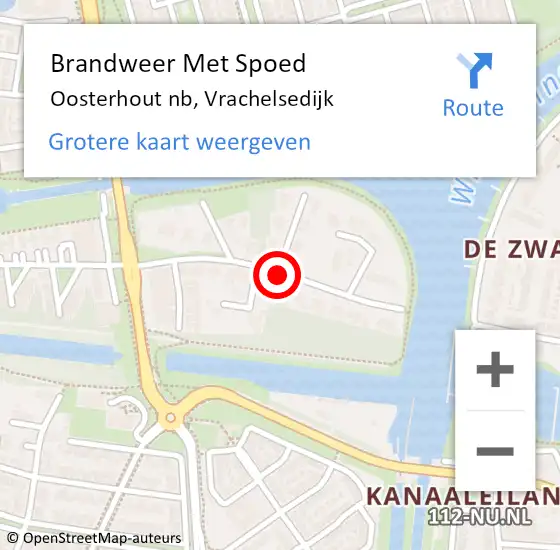 Locatie op kaart van de 112 melding: Brandweer Met Spoed Naar Oosterhout nb, Vrachelsedijk op 15 februari 2018 17:26