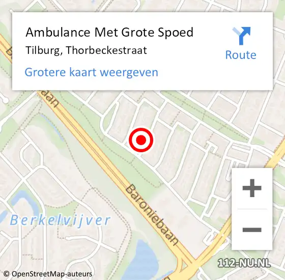 Locatie op kaart van de 112 melding: Ambulance Met Grote Spoed Naar Tilburg, Thorbeckestraat op 15 februari 2018 17:37