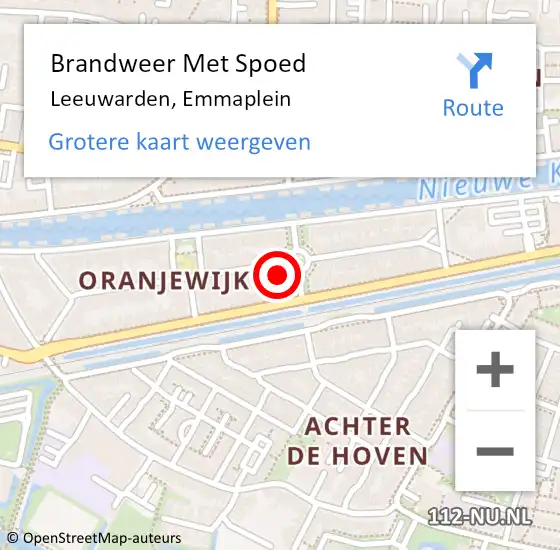 Locatie op kaart van de 112 melding: Brandweer Met Spoed Naar Leeuwarden, Emmaplein op 15 februari 2018 17:51