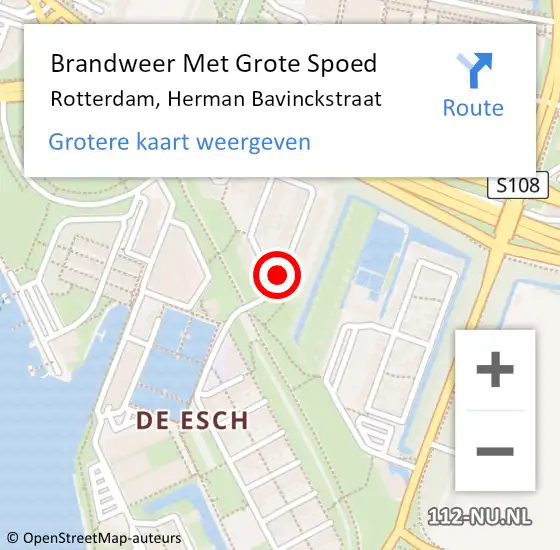 Locatie op kaart van de 112 melding: Brandweer Met Grote Spoed Naar Rotterdam, Herman Bavinckstraat op 15 februari 2018 18:16