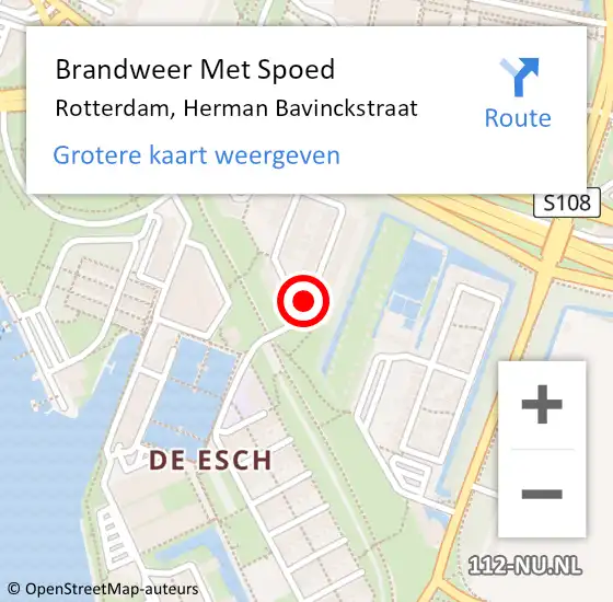 Locatie op kaart van de 112 melding: Brandweer Met Spoed Naar Rotterdam, Herman Bavinckstraat op 15 februari 2018 18:24