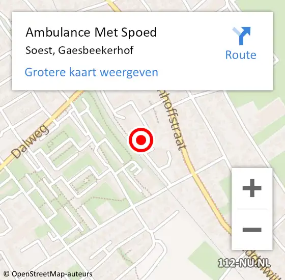 Locatie op kaart van de 112 melding: Ambulance Met Spoed Naar Soest, Gaesbeekerhof op 15 februari 2018 18:25