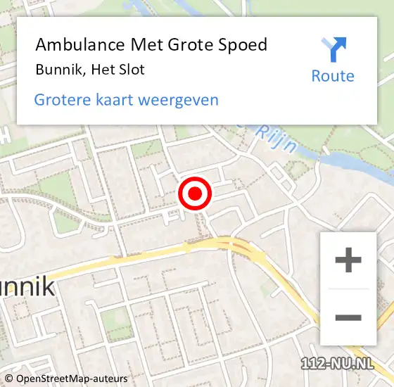 Locatie op kaart van de 112 melding: Ambulance Met Grote Spoed Naar Bunnik, Het Slot op 15 februari 2018 19:00
