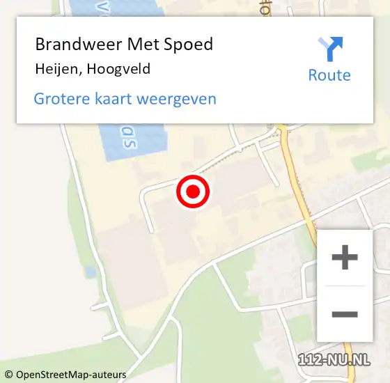 Locatie op kaart van de 112 melding: Brandweer Met Spoed Naar Heijen, Hoogveld op 15 februari 2018 19:07