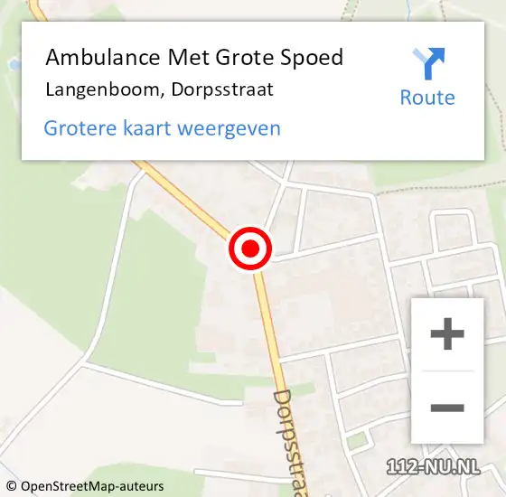 Locatie op kaart van de 112 melding: Ambulance Met Grote Spoed Naar Langenboom, Dorpsstraat op 15 februari 2018 19:30