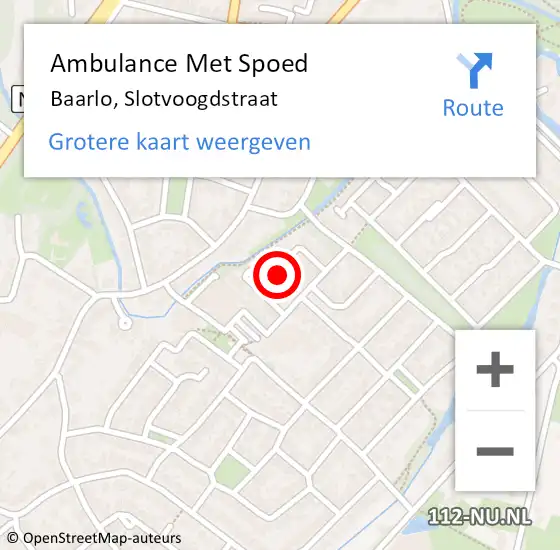 Locatie op kaart van de 112 melding: Ambulance Met Spoed Naar Baarlo, Slotvoogdstraat op 15 februari 2018 20:05