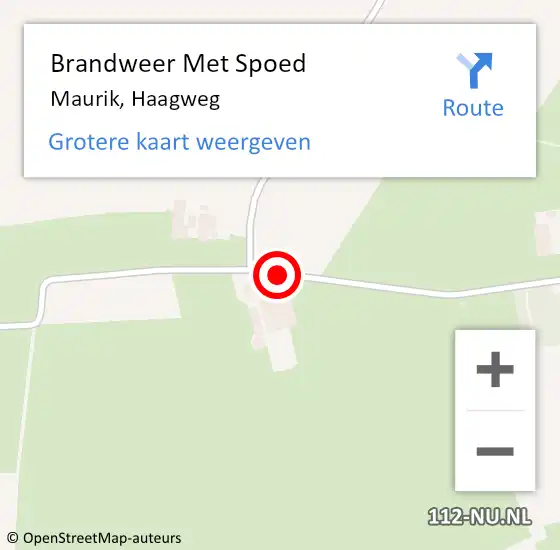 Locatie op kaart van de 112 melding: Brandweer Met Spoed Naar Maurik, Haagweg op 15 februari 2018 20:11