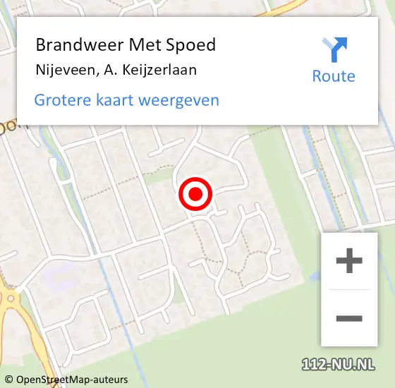 Locatie op kaart van de 112 melding: Brandweer Met Spoed Naar Nijeveen, A. Keijzerlaan op 15 februari 2018 20:24