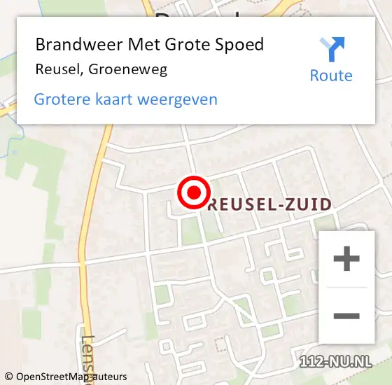 Locatie op kaart van de 112 melding: Brandweer Met Grote Spoed Naar Reusel, Groeneweg op 15 februari 2018 20:29