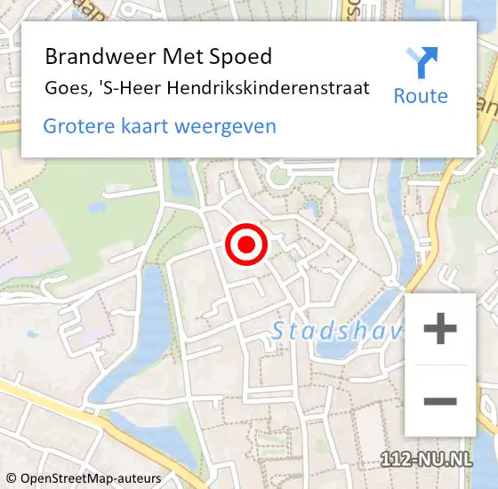 Locatie op kaart van de 112 melding: Brandweer Met Spoed Naar Goes, 'S-Heer Hendrikskinderenstraat op 15 februari 2018 20:37