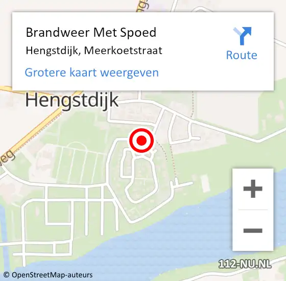 Locatie op kaart van de 112 melding: Brandweer Met Spoed Naar Hengstdijk, Meerkoetstraat op 15 februari 2018 20:42