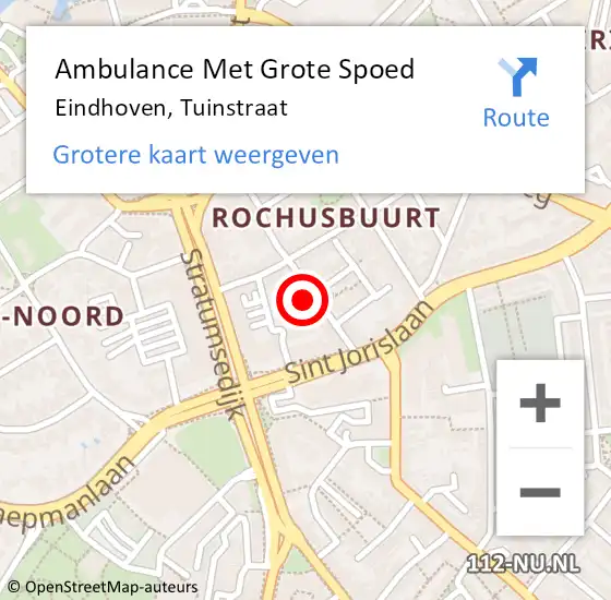 Locatie op kaart van de 112 melding: Ambulance Met Grote Spoed Naar Eindhoven, Tuinstraat op 15 februari 2018 20:49