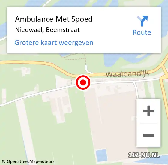 Locatie op kaart van de 112 melding: Ambulance Met Spoed Naar Nieuwaal, Beemstraat op 15 februari 2018 21:24
